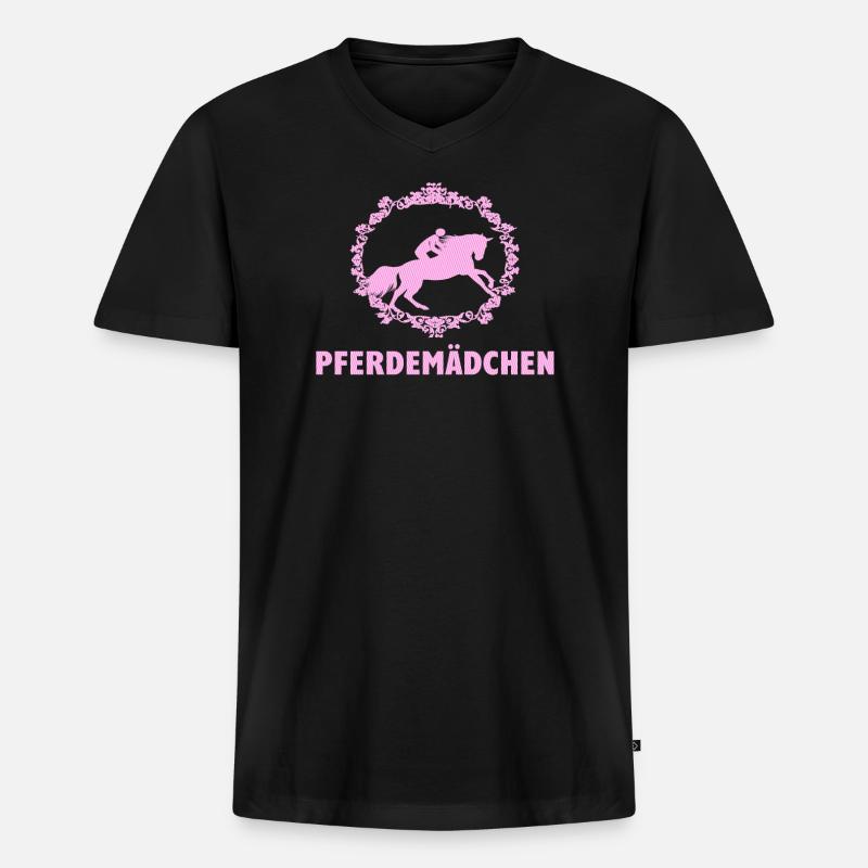 Pferdemädchen Pferde Reiten - Männer Premium Bio T-Shirt mit V-Ausschnitt - Schwarz