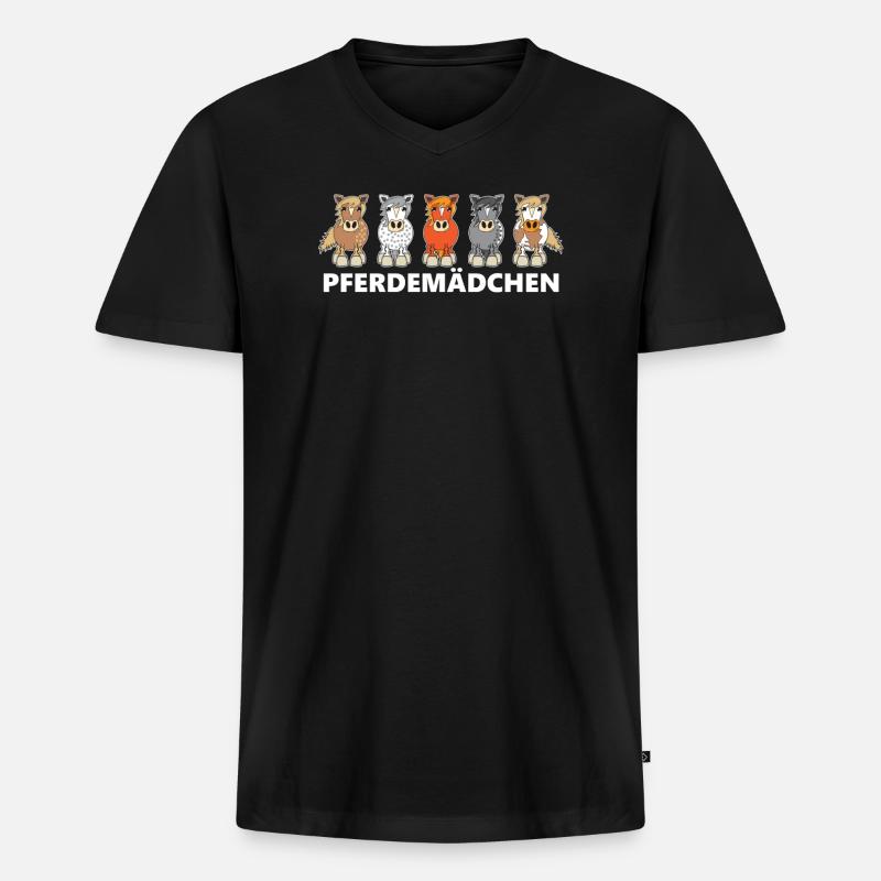 Pferdemädchen Pferde Reiten - Männer Premium Bio T-Shirt mit V-Ausschnitt - Schwarz