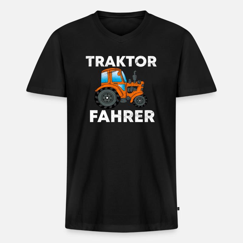 TRAKTOREN TRAKTOR - Männer Premium Bio T-Shirt mit V-Ausschnitt - Schwarz