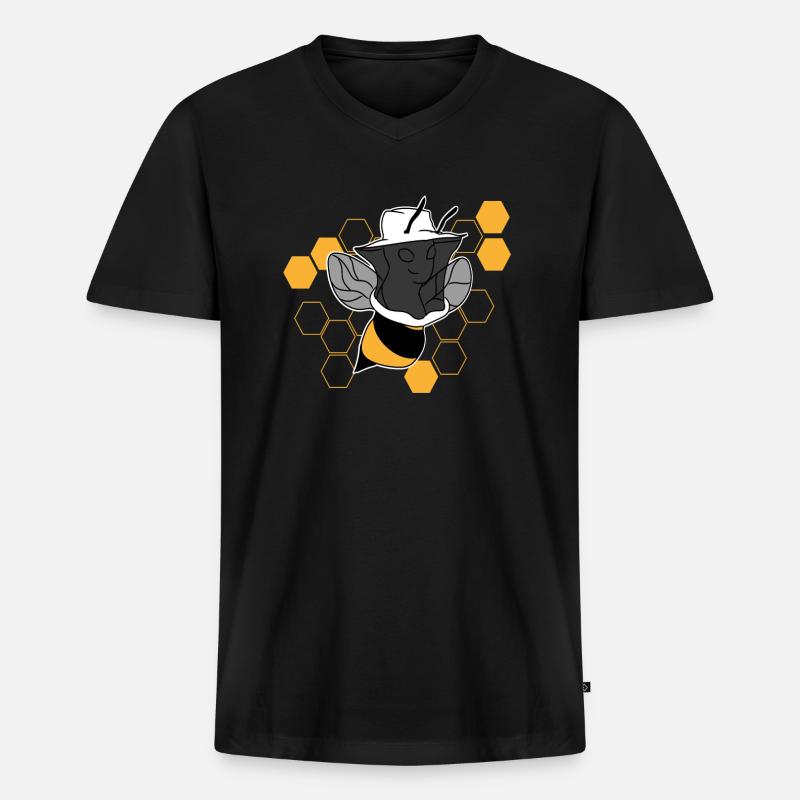 Imker Biene - Männer Premium Bio T-Shirt mit V-Ausschnitt - Schwarz