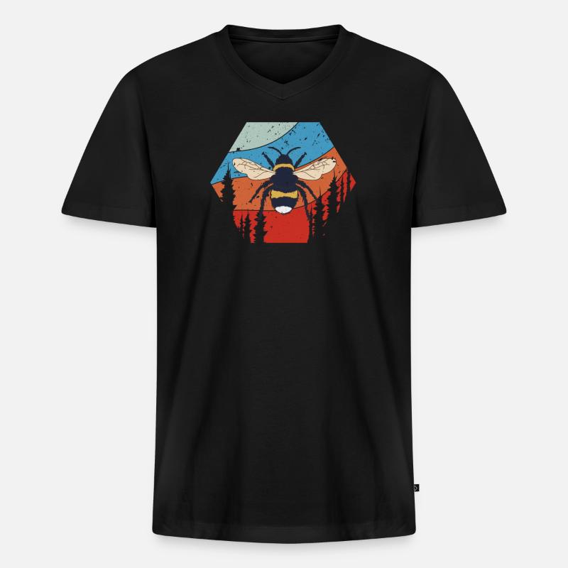 Imker Biene - Männer Premium Bio T-Shirt mit V-Ausschnitt - Schwarz