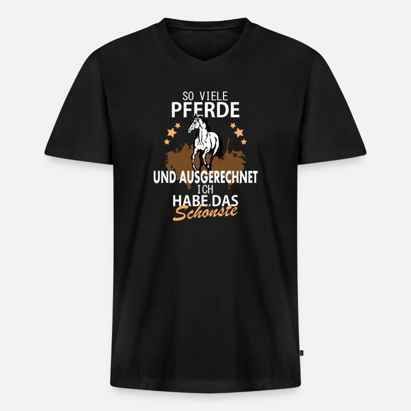 Pferde Spruch - Männer Premium Bio T-Shirt mit V-Ausschnitt - Schwarz