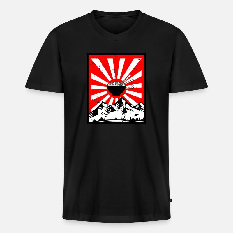 Ramen - Männer Premium Bio T-Shirt mit V-Ausschnitt - Schwarz