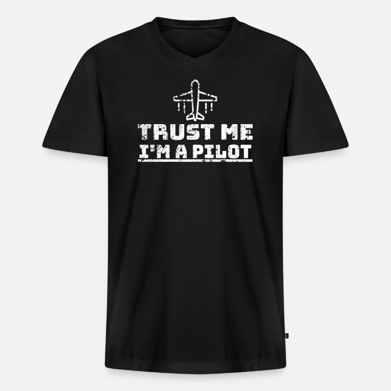 Pilot - Männer Premium Bio T-Shirt mit V-Ausschnitt - Schwarz