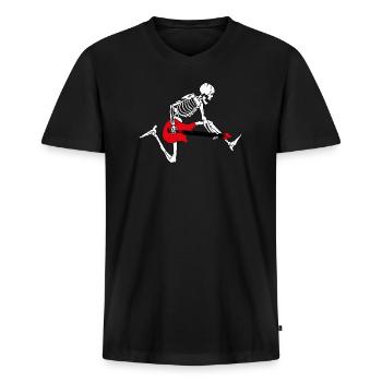 Gitarre Skelett - Männer Premium Bio T-Shirt mit V-Ausschnitt - Schwarz - Vorne - Nico (187cm)