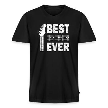 Gitarren Vater Dad Gitarre - Männer Premium Bio T-Shirt mit V-Ausschnitt - Schwarz - Vorne - Nico (187cm)