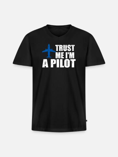 Trust me im a pilot - Men's Premium Organic T-shirt with V-neck - black