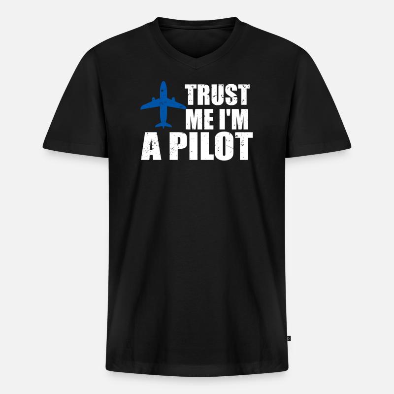Trust me im a Pilot - Männer Premium Bio T-Shirt mit V-Ausschnitt - Schwarz