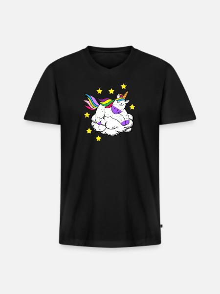 Einhorn Einhörner - Männer Premium Bio T-Shirt mit V-Ausschnitt - Schwarz