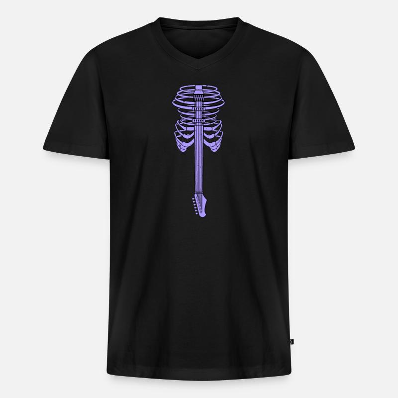 Gitarre Brustkorb Rippe - Männer Premium Bio T-Shirt mit V-Ausschnitt - Schwarz