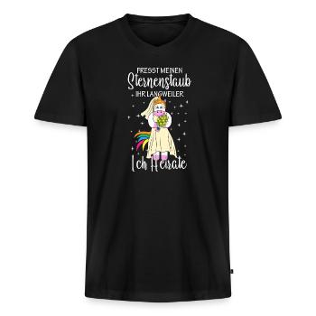 Fresst meinen Sternenstaub ich Heirate Braut - Männer Premium Bio T-Shirt mit V-Ausschnitt - Schwarz - Vorne - Nico (187cm)