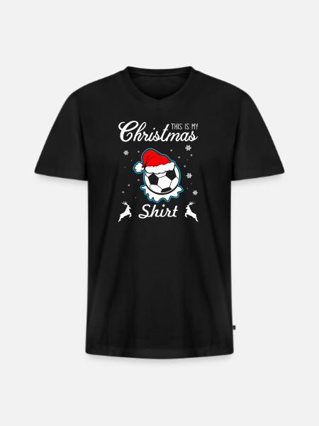 Footballeur de Noël - T-shirt encolure en V Premium bio Homme - noir