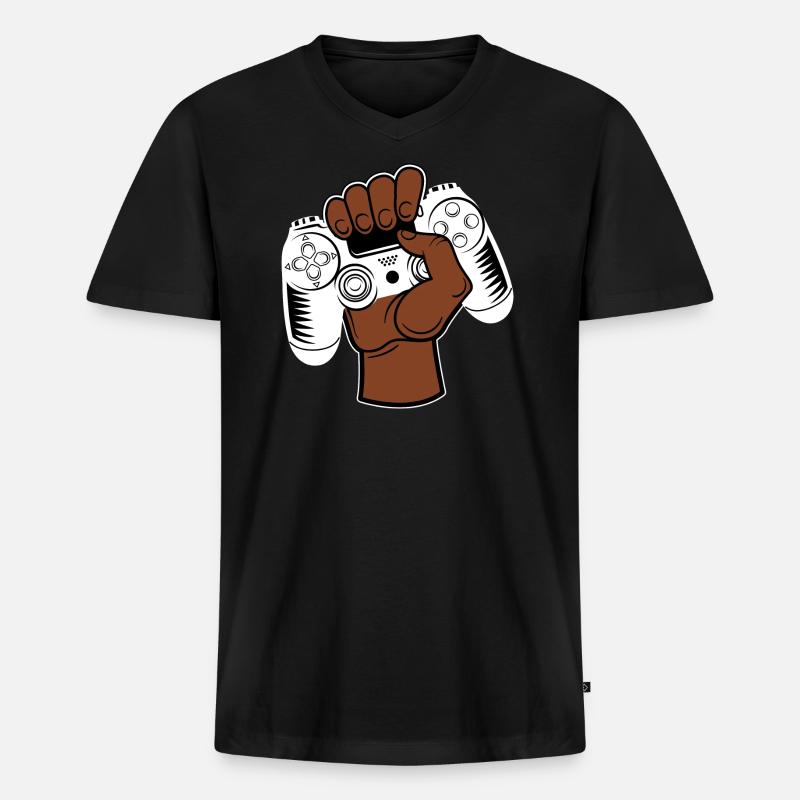 Gaming Controller - Männer Premium Bio T-Shirt mit V-Ausschnitt - Schwarz