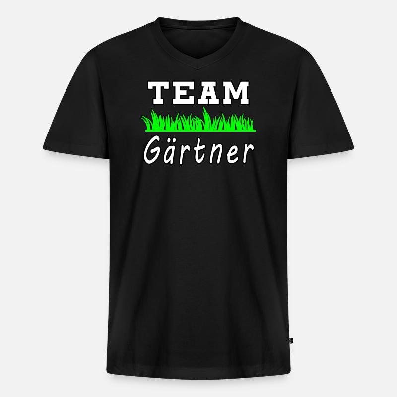 Team Gärtner - Männer Premium Bio T-Shirt mit V-Ausschnitt - Schwarz