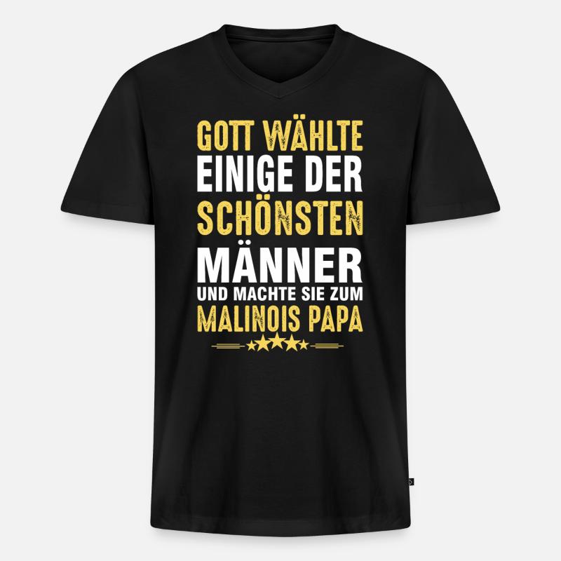 Malinois Papa - Männer Premium Bio T-Shirt mit V-Ausschnitt - Schwarz