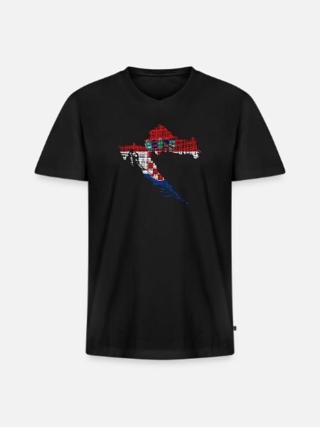 Croatia - Männer Premium Bio T-Shirt mit V-Ausschnitt - Schwarz