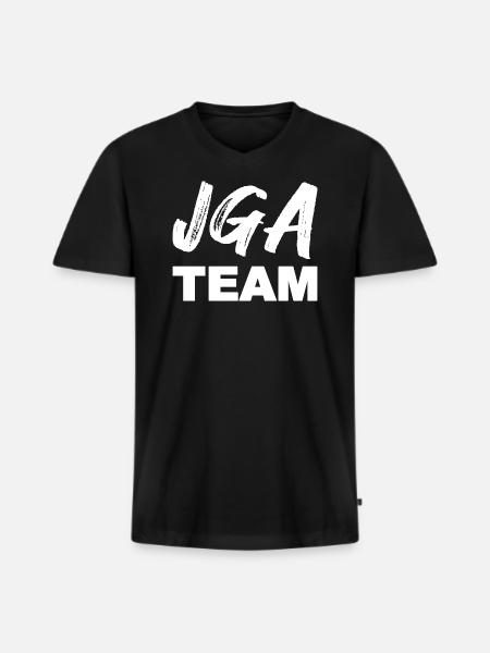 JGA TEAM, weiß - Männer Premium Bio T-Shirt mit V-Ausschnitt - Schwarz