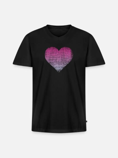 pink heart pinkes Herz - Männer Premium Bio T-Shirt mit V-Ausschnitt - Schwarz
