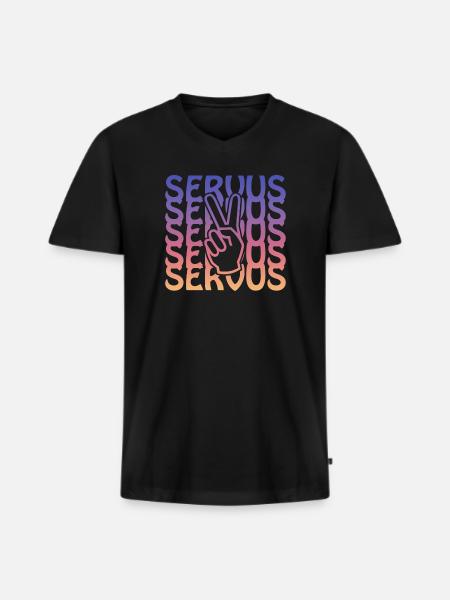 servus peace - Männer Premium Bio T-Shirt mit V-Ausschnitt - Schwarz