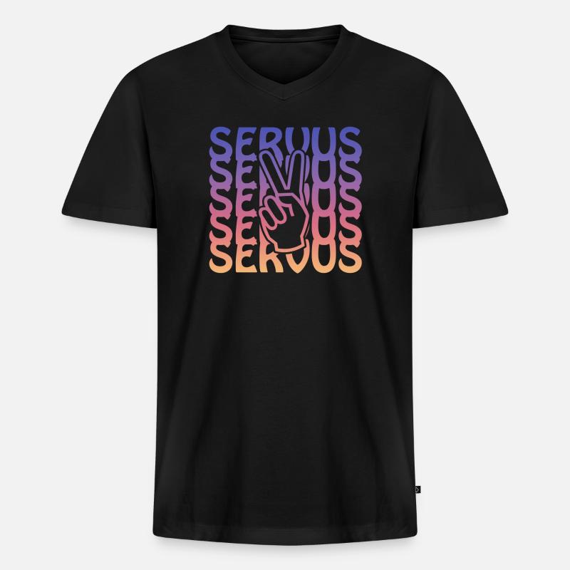 servus peace - Männer Premium Bio T-Shirt mit V-Ausschnitt - Schwarz