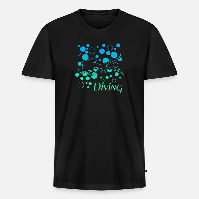 Diving - Männer Premium Bio T-Shirt mit V-Ausschnitt - Schwarz