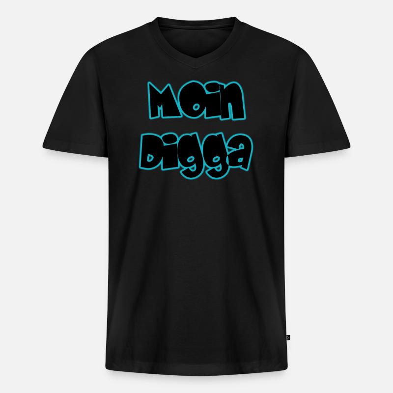 Moin Digga - Männer Premium Bio T-Shirt mit V-Ausschnitt - Schwarz