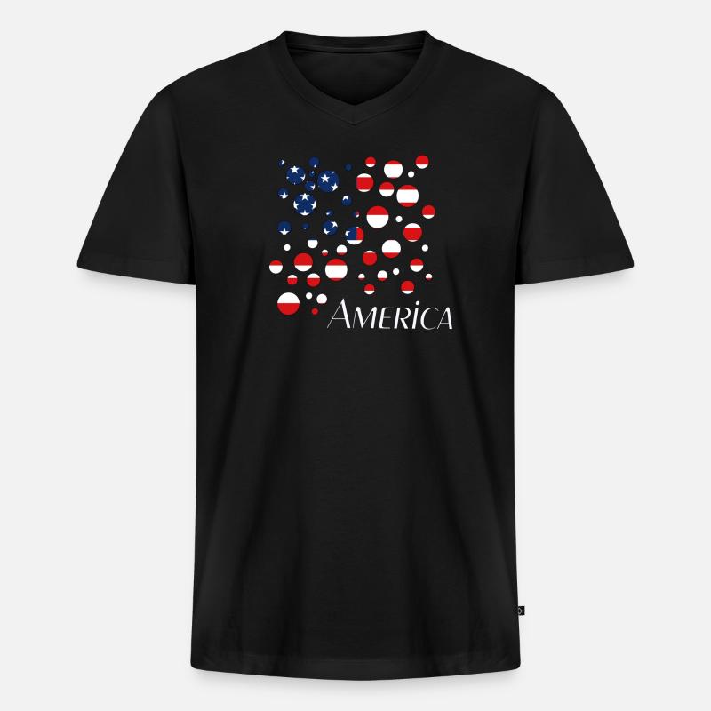 America - Männer Premium Bio T-Shirt mit V-Ausschnitt - Schwarz