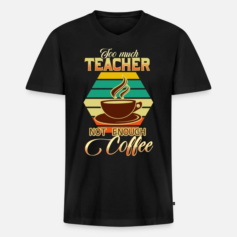 Lehrer und Kaffee - Männer Premium Bio T-Shirt mit V-Ausschnitt - Schwarz