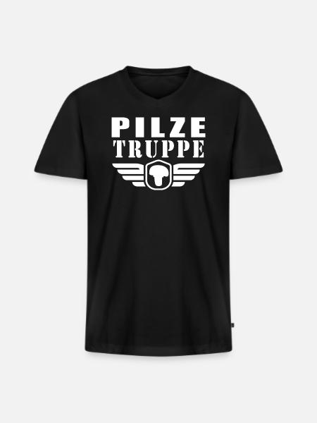 Pilze Truppe - Männer Premium Bio T-Shirt mit V-Ausschnitt - Schwarz