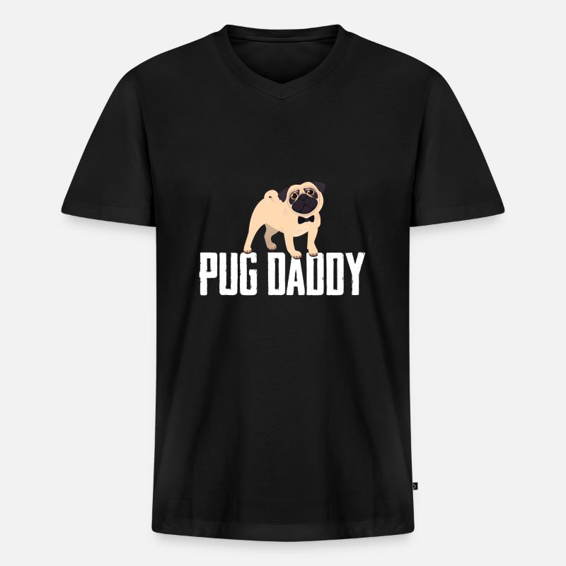 Pug Daddy Gift - Männer Premium Bio T-Shirt mit V-Ausschnitt - Schwarz