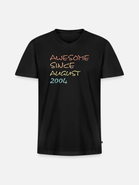 Awesome Since August 2004 - Männer Premium Bio T-Shirt mit V-Ausschnitt - Schwarz