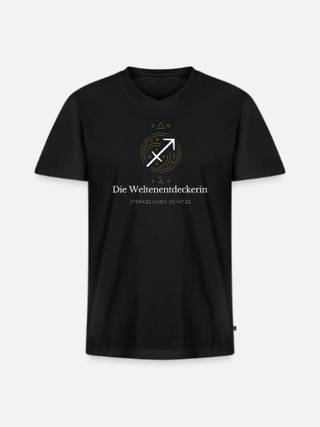 Weltenentdeckerin Sternzeichen - Männer Premium Bio T-Shirt mit V-Ausschnitt - Schwarz