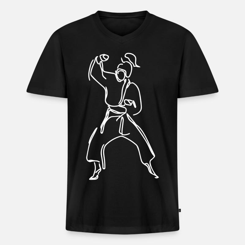 Weibliche Karateka - Männer Premium Bio T-Shirt mit V-Ausschnitt - Schwarz