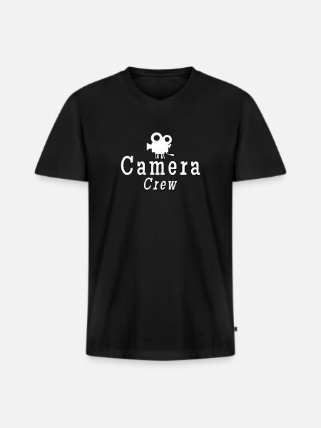 Camera Crew - Männer Premium Bio T-Shirt mit V-Ausschnitt - Schwarz