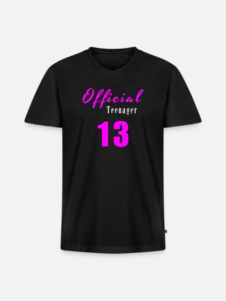 Officially Teenager - Men's Premium Organic T-shirt with V-neck - black
