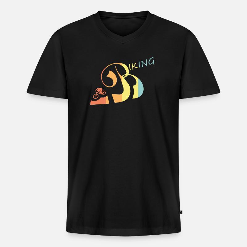 Biking - Männer Premium Bio T-Shirt mit V-Ausschnitt - Schwarz