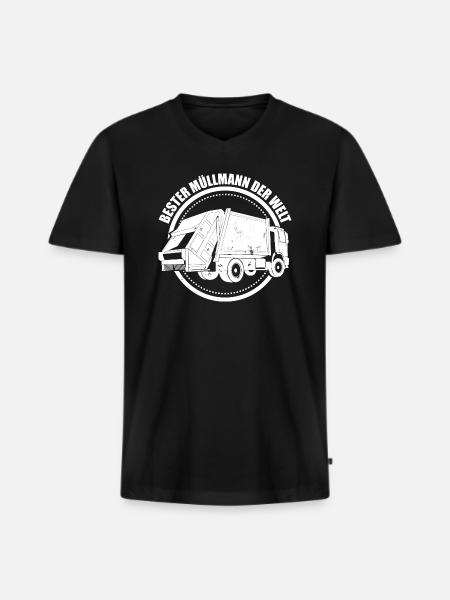 Müllmann Abfallwirtschaft Geschenk - Männer Premium Bio T-Shirt mit V-Ausschnitt - Schwarz