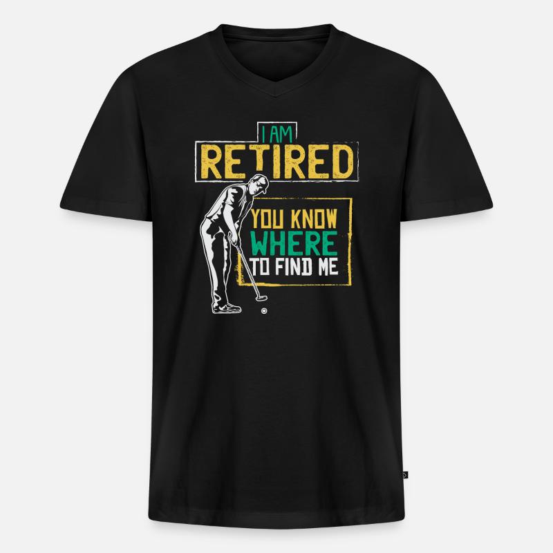 Golfer Golf in der Rente - Männer Premium Bio T-Shirt mit V-Ausschnitt - Schwarz
