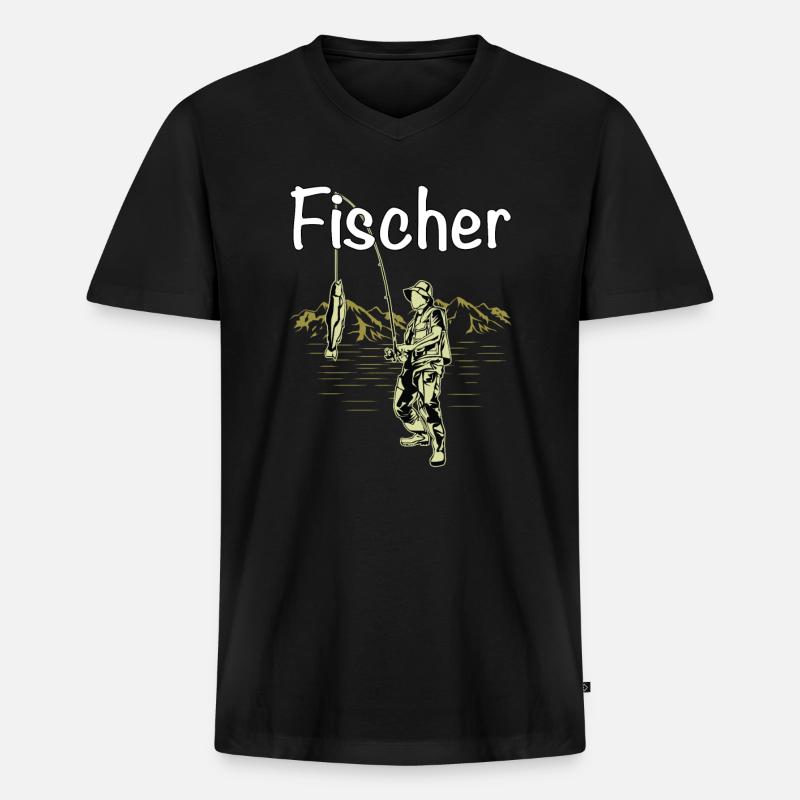 fischer fischen - Männer Premium Bio T-Shirt mit V-Ausschnitt - Schwarz