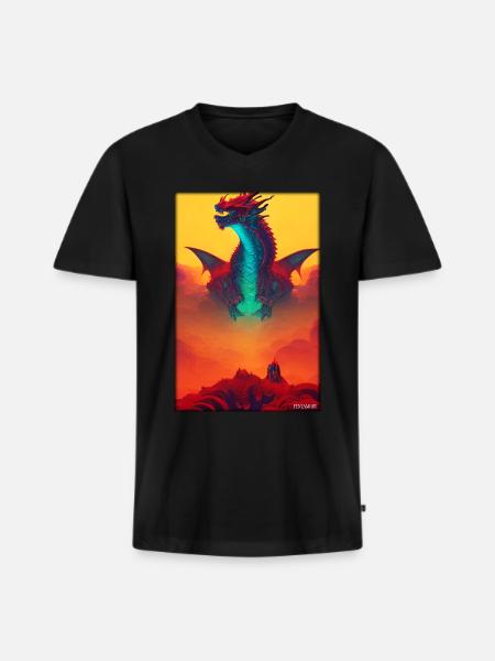 Dragon Creature Fantasy - Men's Premium Organic T-shirt with V-neck - black