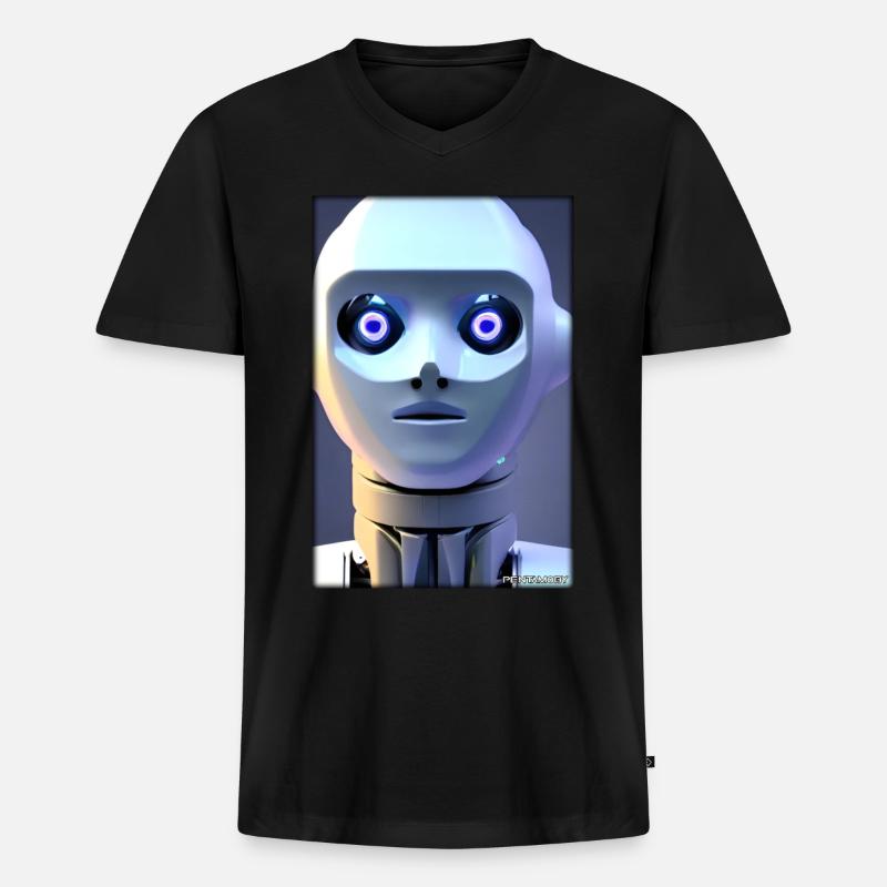 Robot Future Technology Science Android - T-shirt encolure en V Premium bio Homme - noir
