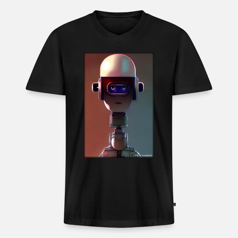 Roboter Zukunft Technik Wissenschaft Android - Männer Premium Bio T-Shirt mit V-Ausschnitt - Schwarz