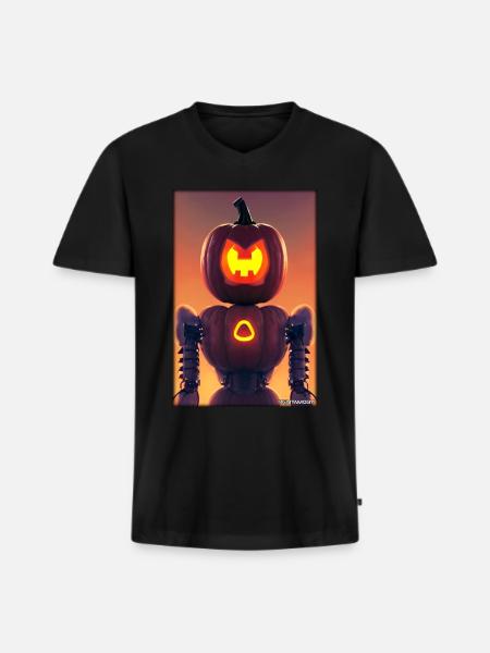 Robots Halloween Future Technology Science - Men's Premium Organic T-shirt with V-neck - black