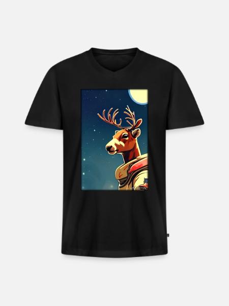 Reindeer Astronaut Future Sci-Fi Technology - Men's Premium Organic T-shirt with V-neck - black