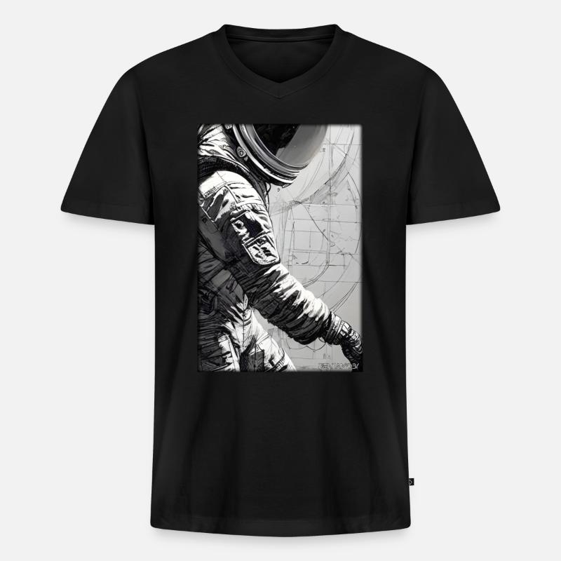 Astronaut Zukunft Sci-Fi Technik - Männer Premium Bio T-Shirt mit V-Ausschnitt - Schwarz