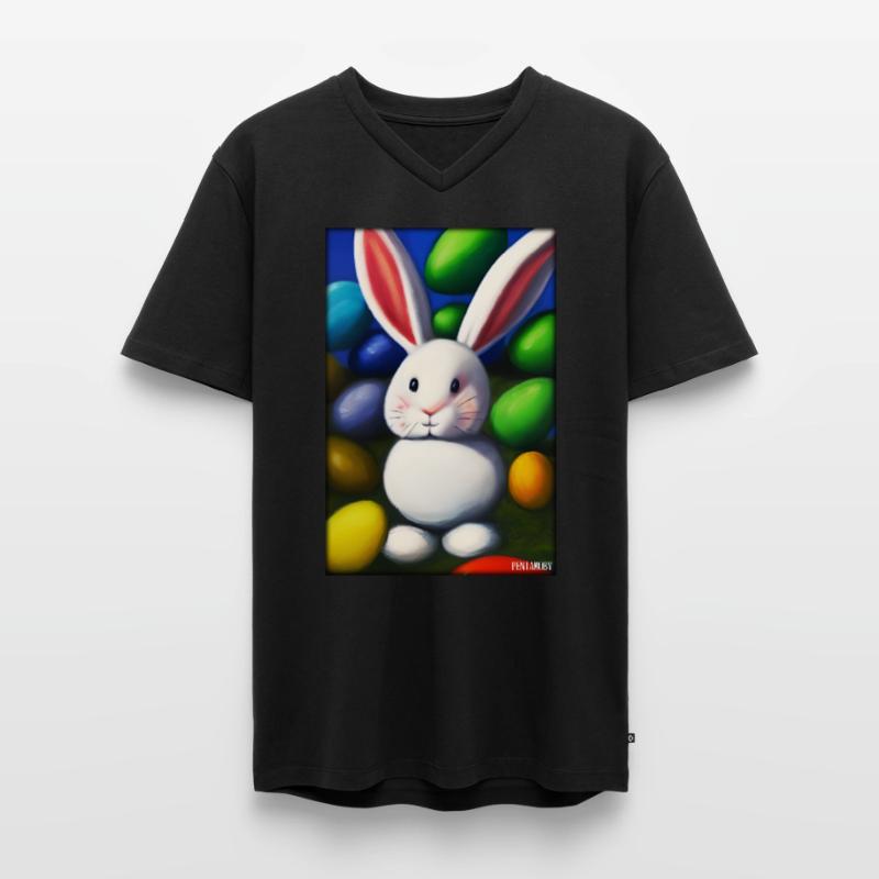 Rabbit Easter Easter Pet Easter Holiday Men's Premium Organic T-shirt with V-neck