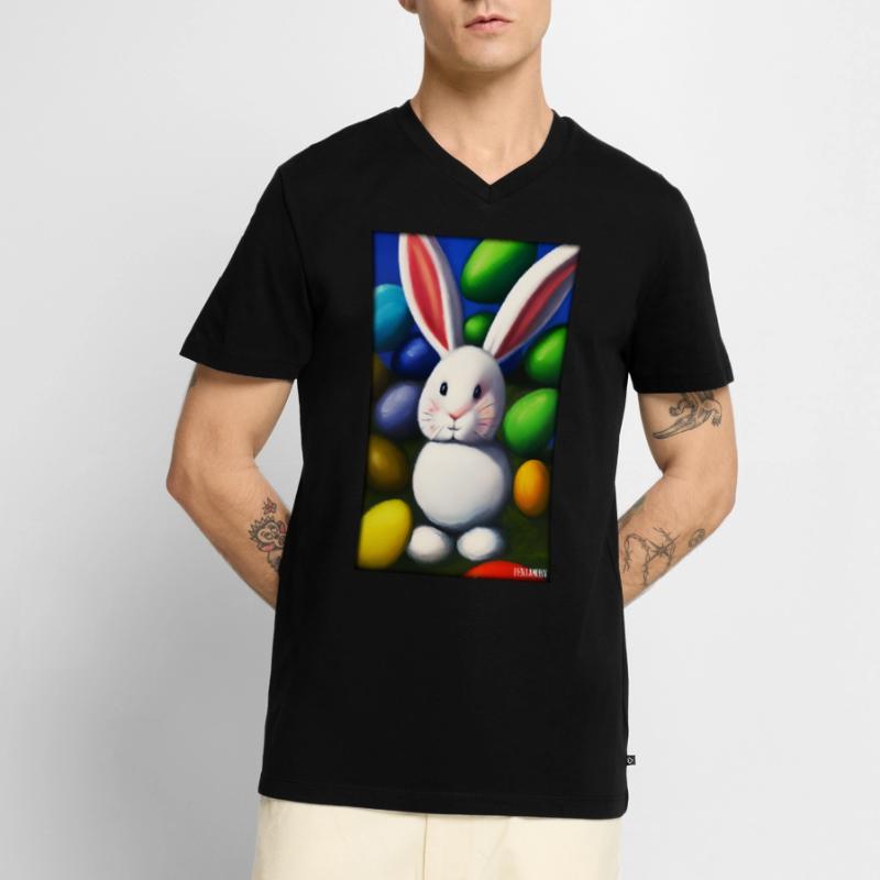 Rabbit Easter Easter Pet Easter Holiday Men's Premium Organic T-shirt with V-neck