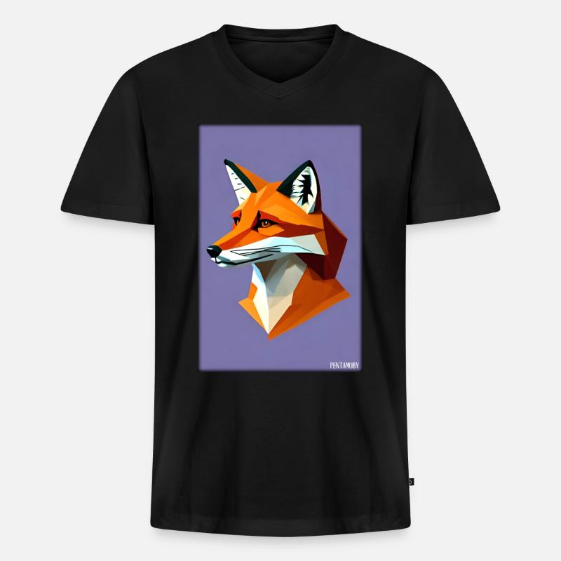 Fuchs Polygon Waldbewohner Waldtier Wildnis Tier - Männer Premium Bio T-Shirt mit V-Ausschnitt - Schwarz