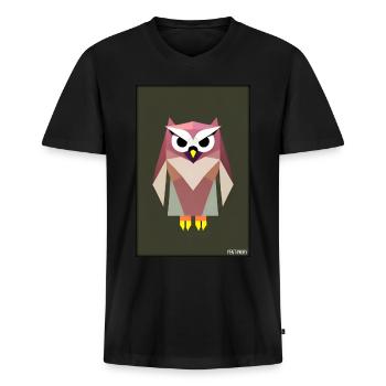 Eule Wütend Polygon Waldtier Wildnis Vogel Nacht - Männer Premium Bio T-Shirt mit V-Ausschnitt - Schwarz - Vorne - Nico (187cm)