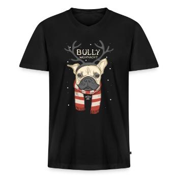 Bully Weihnacht - Männer Premium Bio T-Shirt mit V-Ausschnitt - Schwarz - Vorne - Nico (187cm)